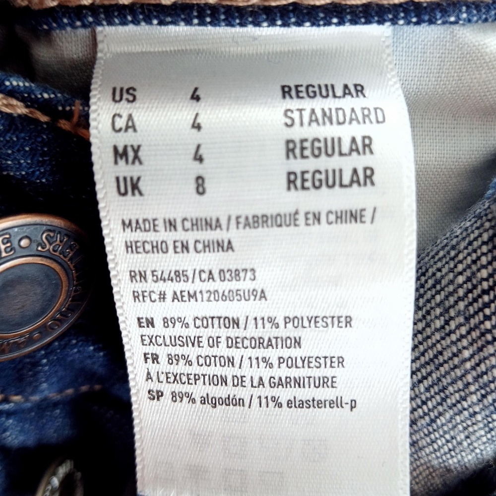 American Eagle Tomgirl Jeans Womens 4 Blue Distressed Ripped Knee Denim Pants - Picture 5 of 11